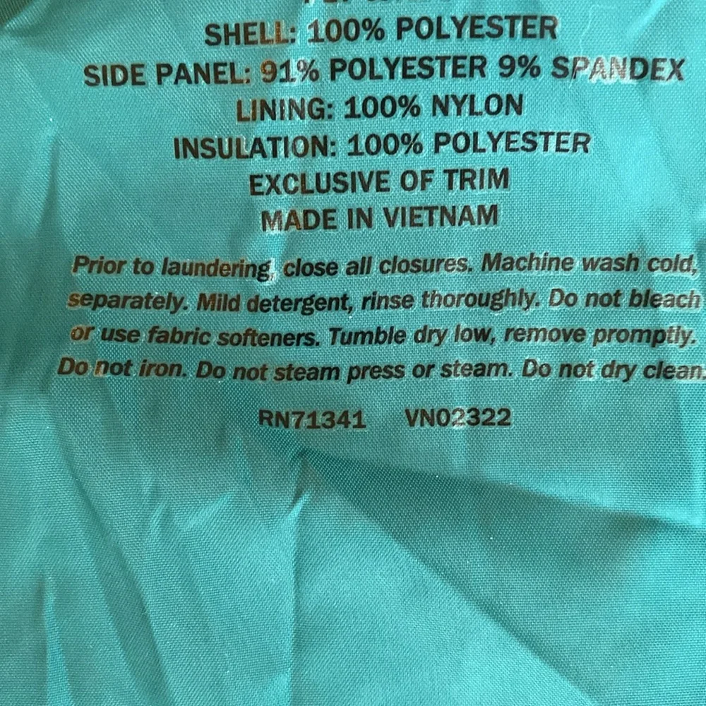 L.L. Bean EUC Teal Thinsulate Mock Collar Mixed Media Puffer Jacket, Women’s S - Picture 15 of 15